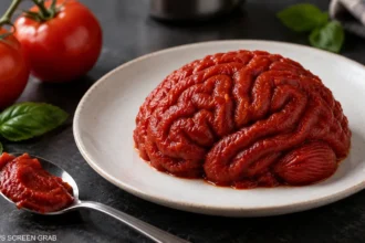 صورة تعبيرية لمعجون الطماطم على شكل تلافيف الدماغ