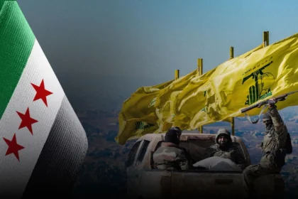 صورة تعبيرية لعلم سوريا الجديد وحزب الله